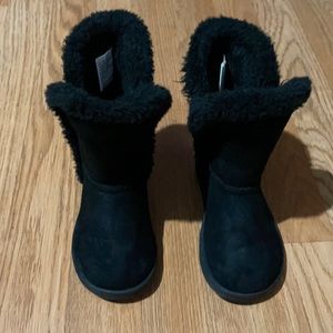 FabKids Black Vegan Suede boots Toddler girls sz9
